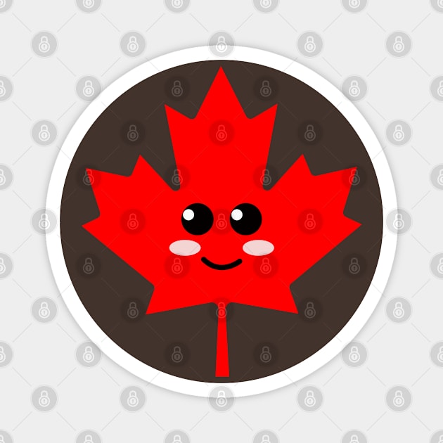 Cute Kawaii Style Canadian Maple Leaf _ Canada Day Magnet by POD Creations